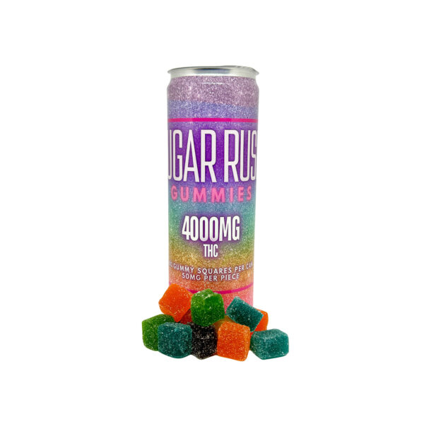 Sugar Rush Gummies 4000mg THC edible cannabis gummies colorful fruity flavored treats in packaging