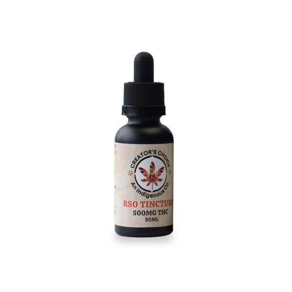 RSO Tincture dropper bottle from Company 35 containing 74mg cannabis oil extract for sublingual use
