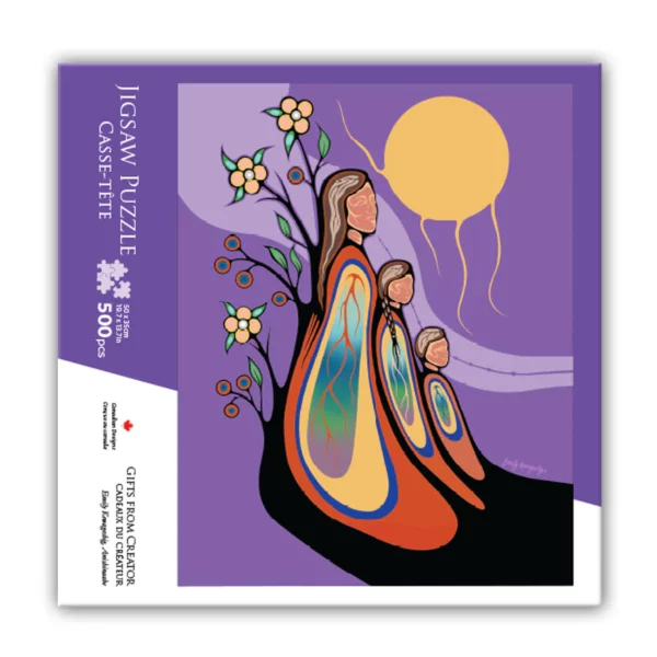 500-piece jigsaw puzzle featuring artwork by Emily Kewageshig from Puzzle Gifts Creator collection