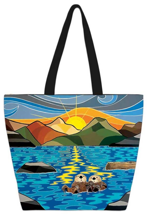 Tote bag featuring Coast Salish indigenous art design by artist Shelley Davies